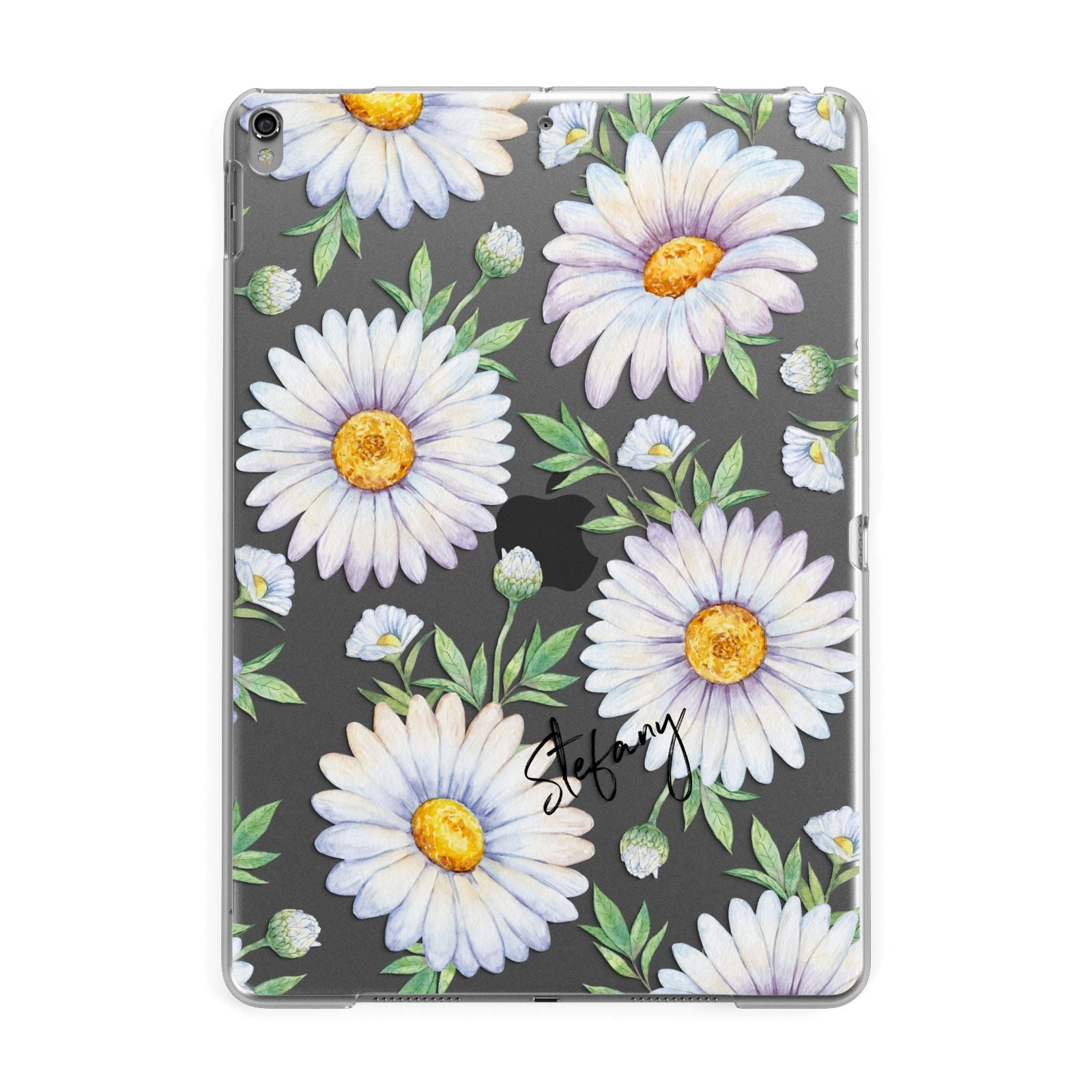 Personalised White Daisy Apple iPad Grey Case