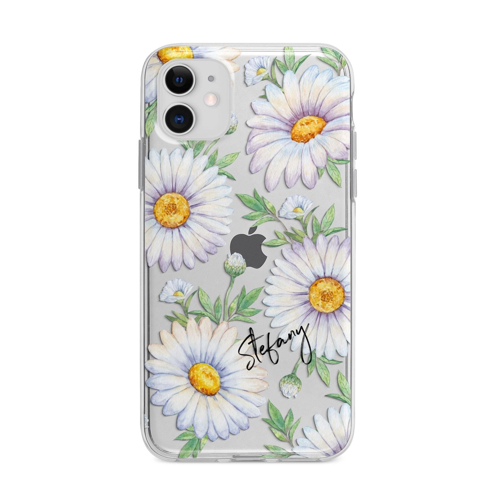 Personalised White Daisy Apple iPhone 11 in White with Bumper Case