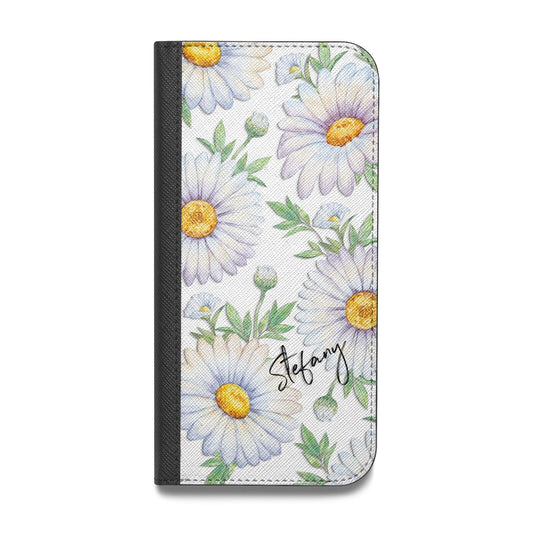 Personalised White Daisy Vegan Leather Flip Samsung Case