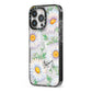Personalised White Daisy iPhone 13 Pro Black Impact Case Side Angle on Silver phone