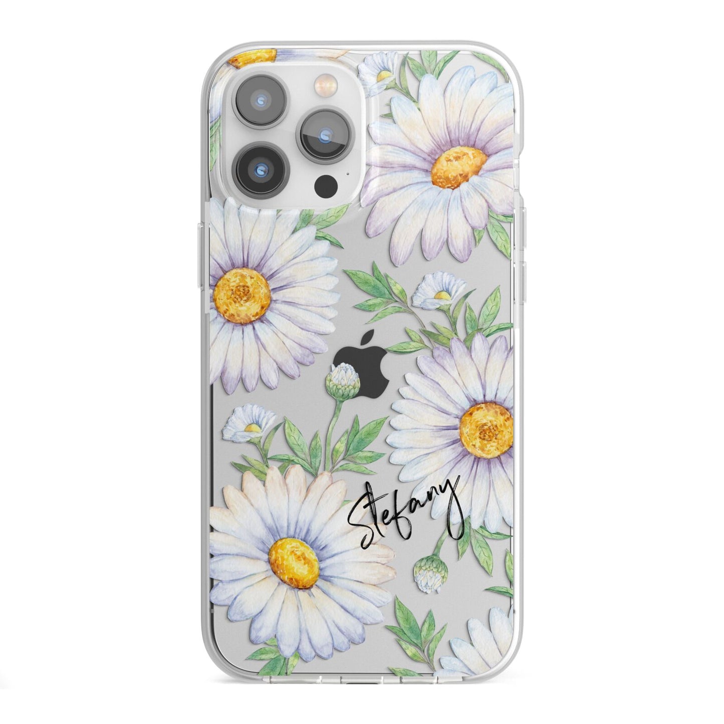 Personalised White Daisy iPhone 13 Pro Max TPU Impact Case with White Edges