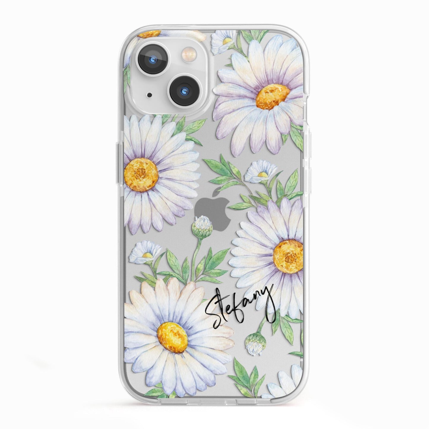 Personalised White Daisy iPhone 13 TPU Impact Case with White Edges