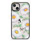 Personalised White Daisy iPhone 14 Plus Black Impact Case on Silver phone
