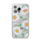 Personalised White Daisy iPhone 14 Pro Max Glitter Tough Case Silver