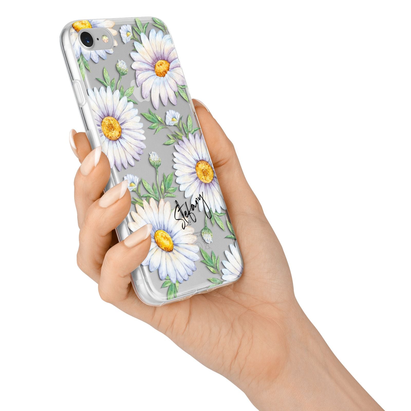 Personalised White Daisy iPhone 7 Bumper Case on Silver iPhone Alternative Image
