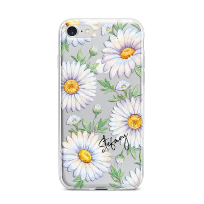 Personalised White Daisy iPhone 7 Bumper Case on Silver iPhone
