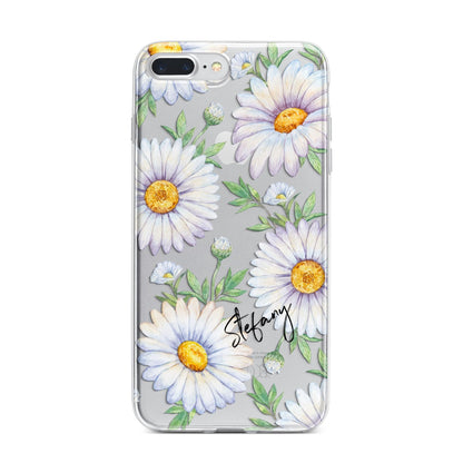 Personalised White Daisy iPhone 7 Plus Bumper Case on Silver iPhone