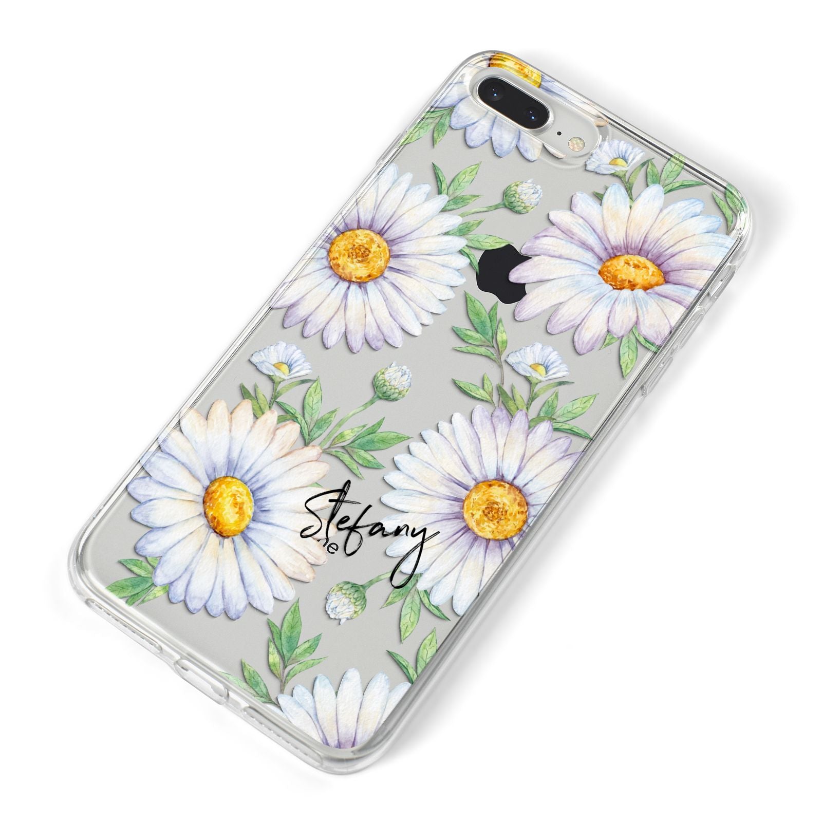 Personalised White Daisy iPhone 8 Plus Bumper Case on Silver iPhone Alternative Image