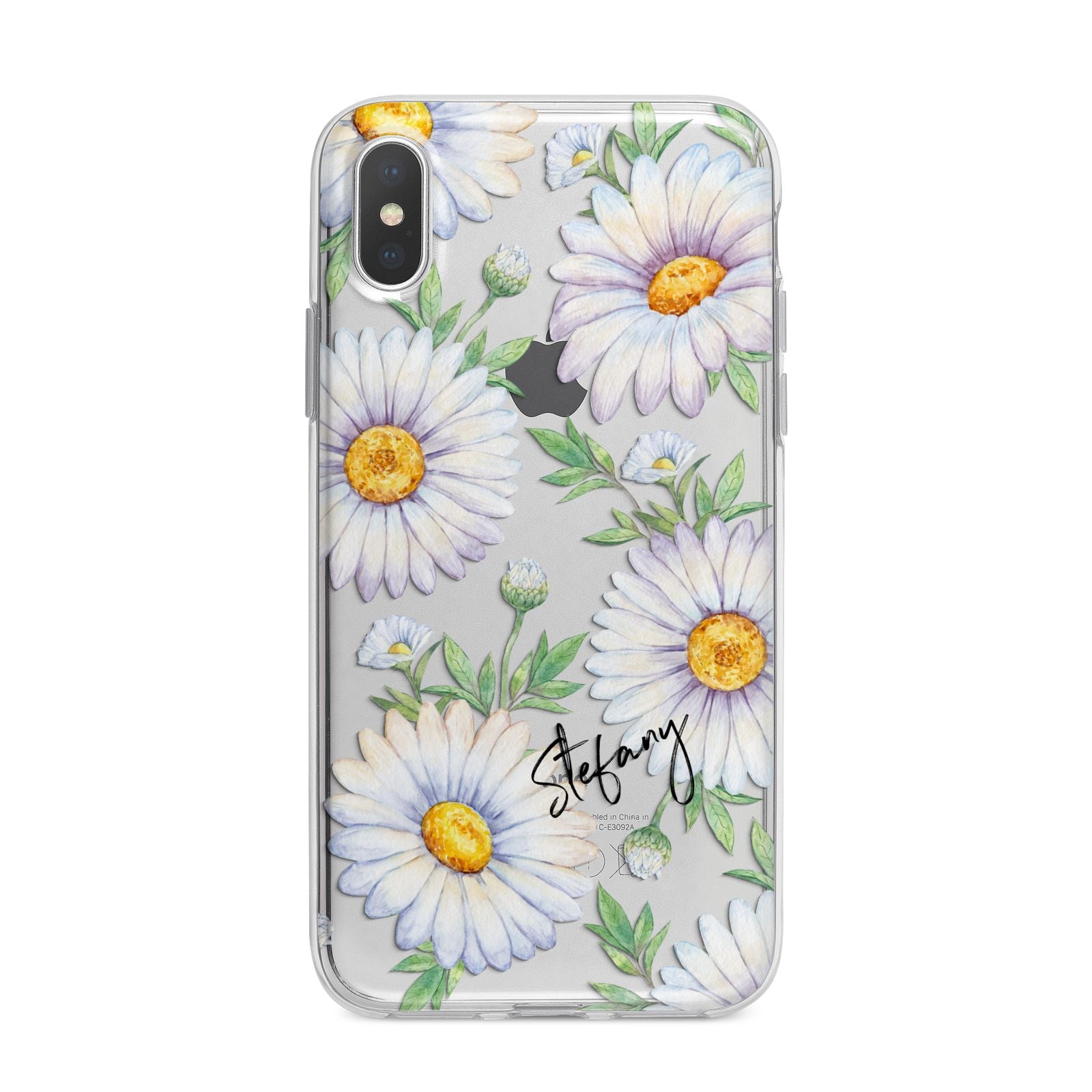 Personalised White Daisy iPhone X Bumper Case on Silver iPhone Alternative Image 1
