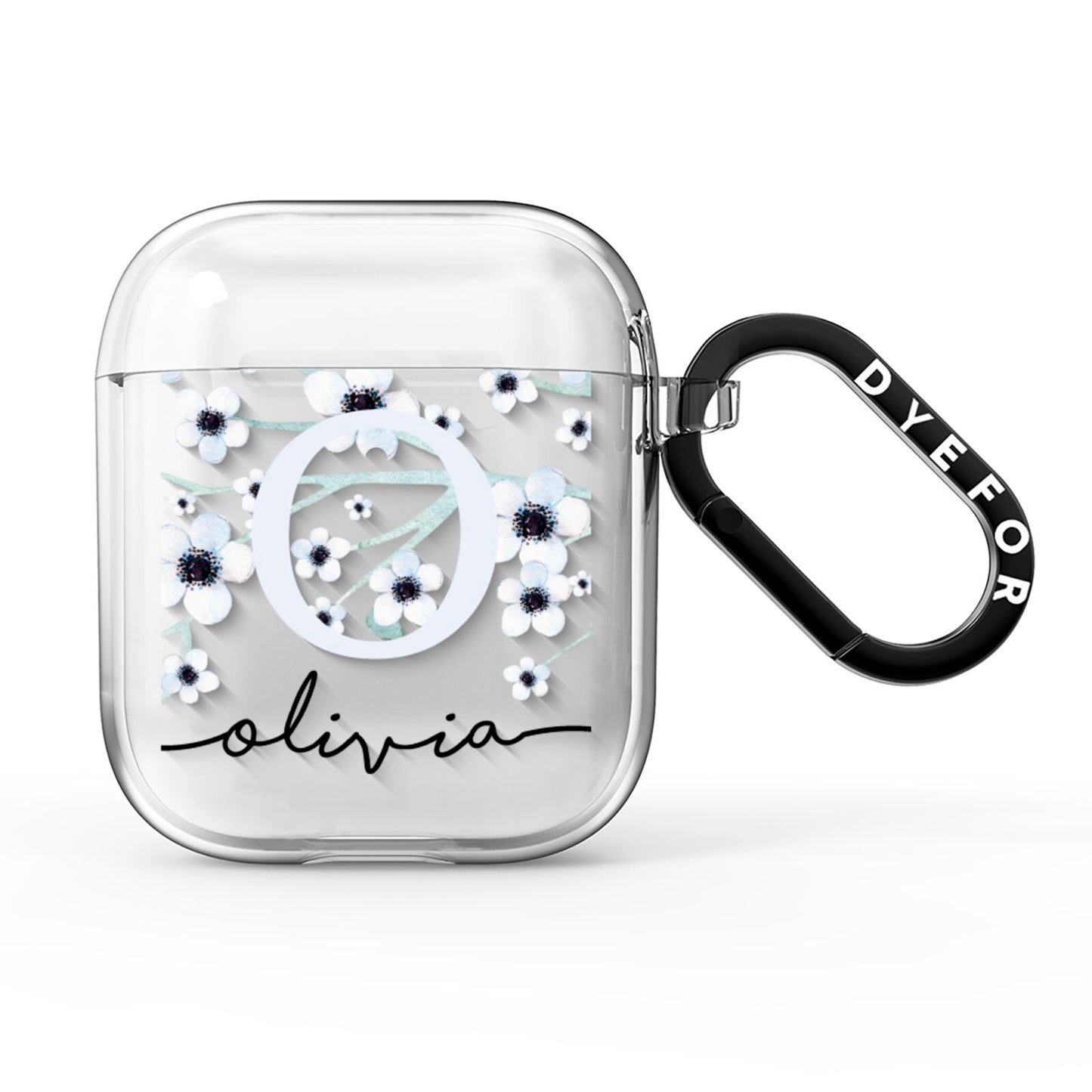 Personalised White Flower AirPods Clear Case