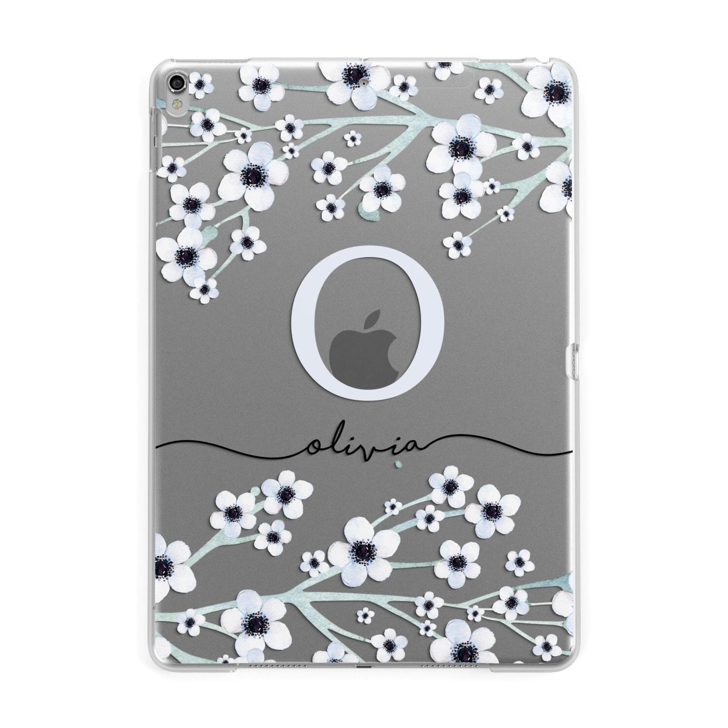 Personalised White Flower Apple iPad Silver Case