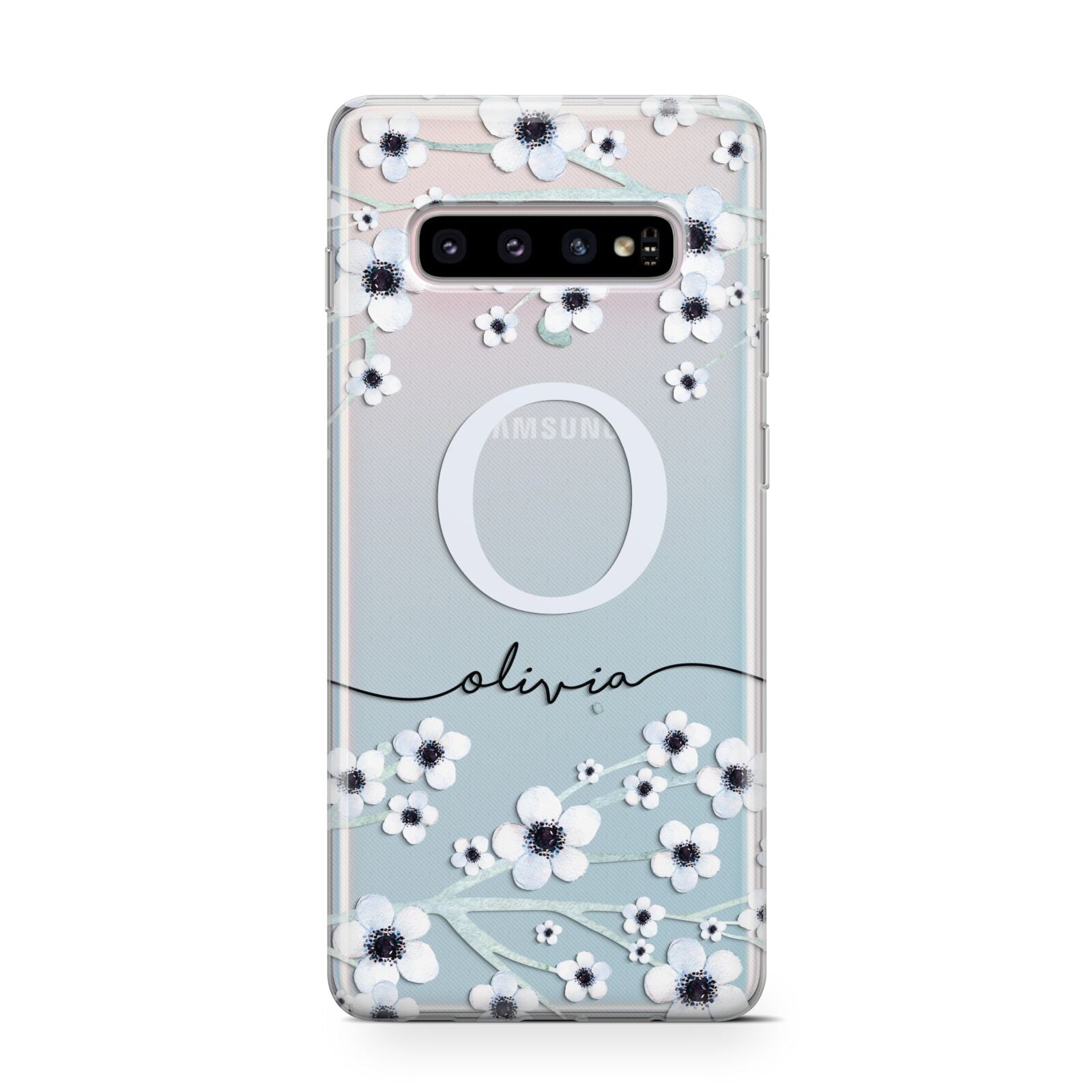Personalised White Flower Protective Samsung Galaxy Case