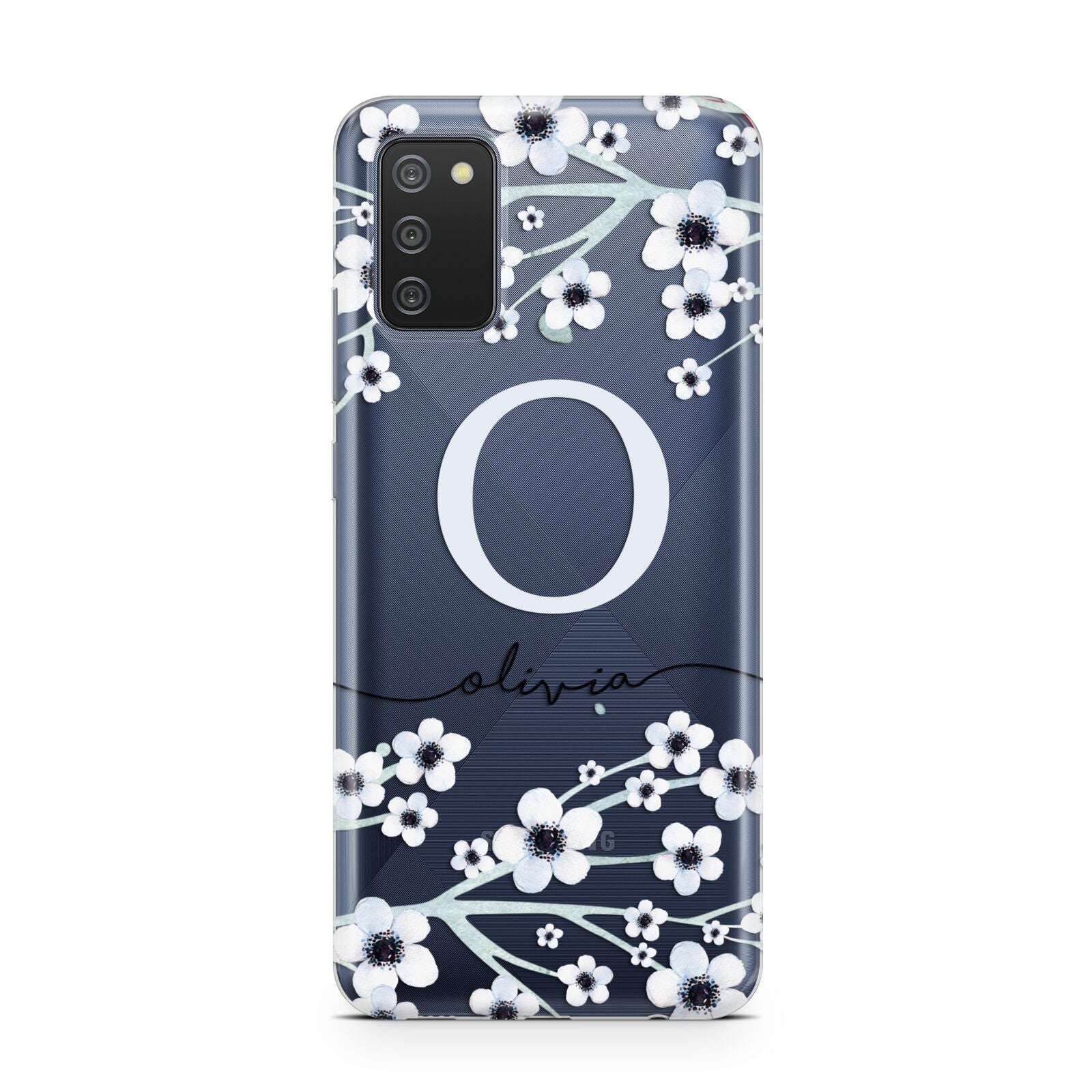 Personalised White Flower Samsung A02s Case
