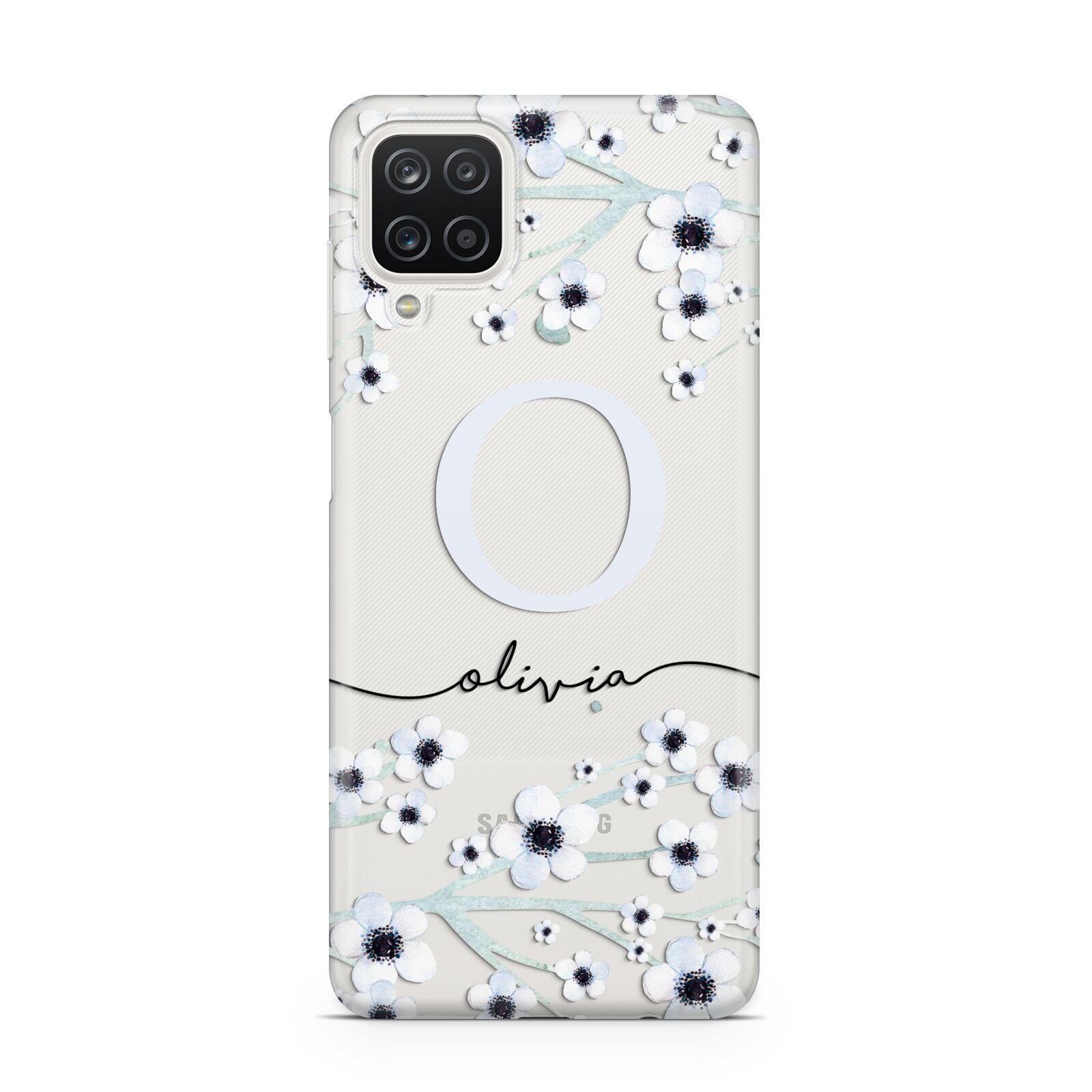 Personalised White Flower Samsung A12 Case