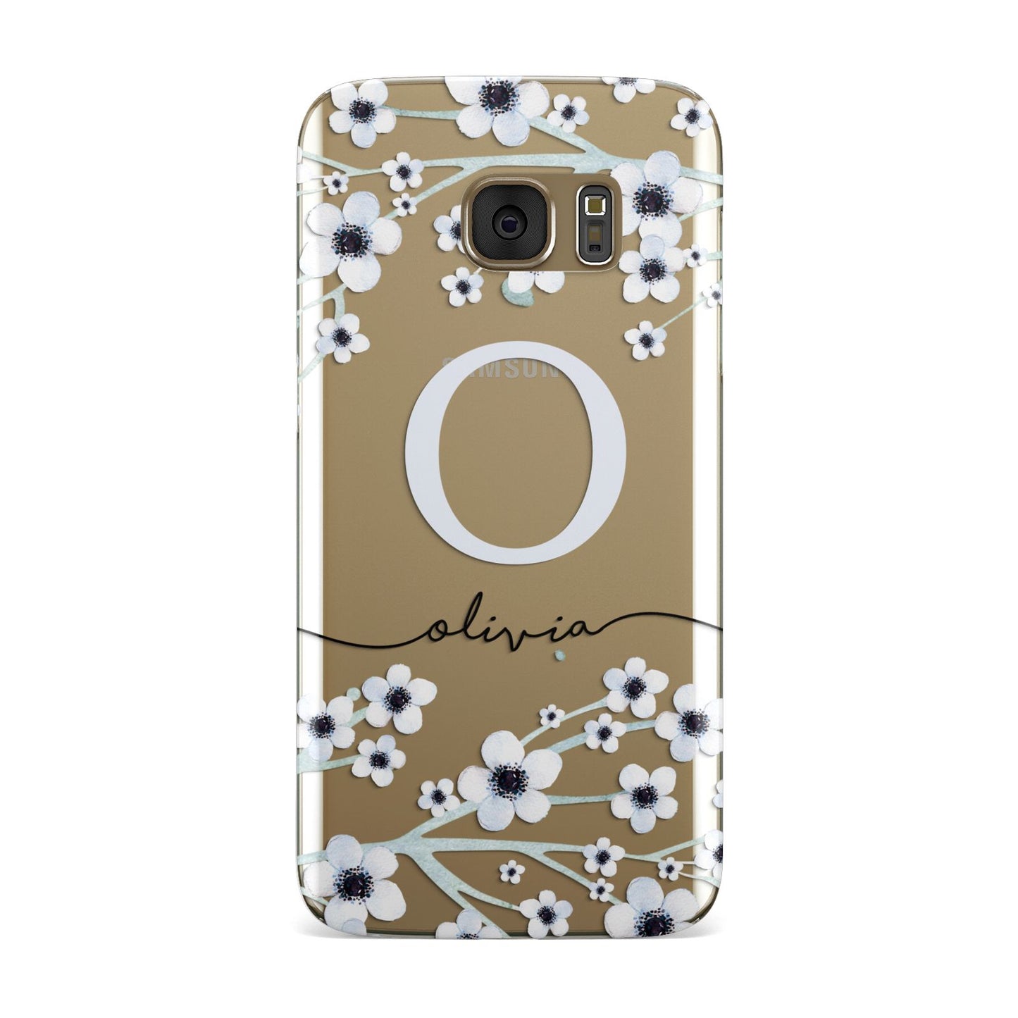 Personalised White Flower Samsung Galaxy Case