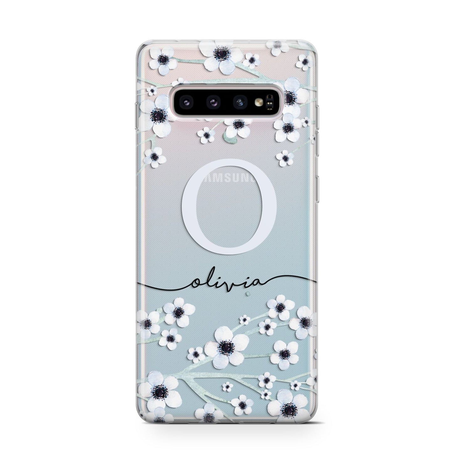 Personalised White Flower Samsung Galaxy S10 Case