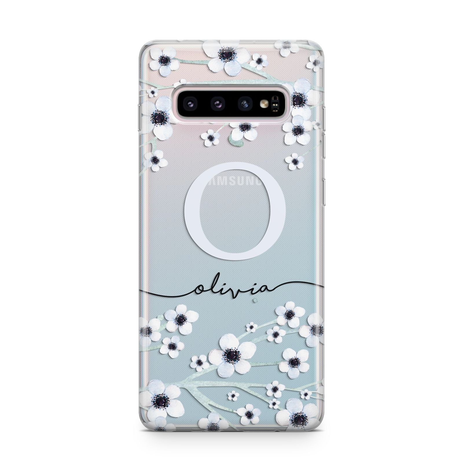 Personalised White Flower Samsung Galaxy S10 Plus Case