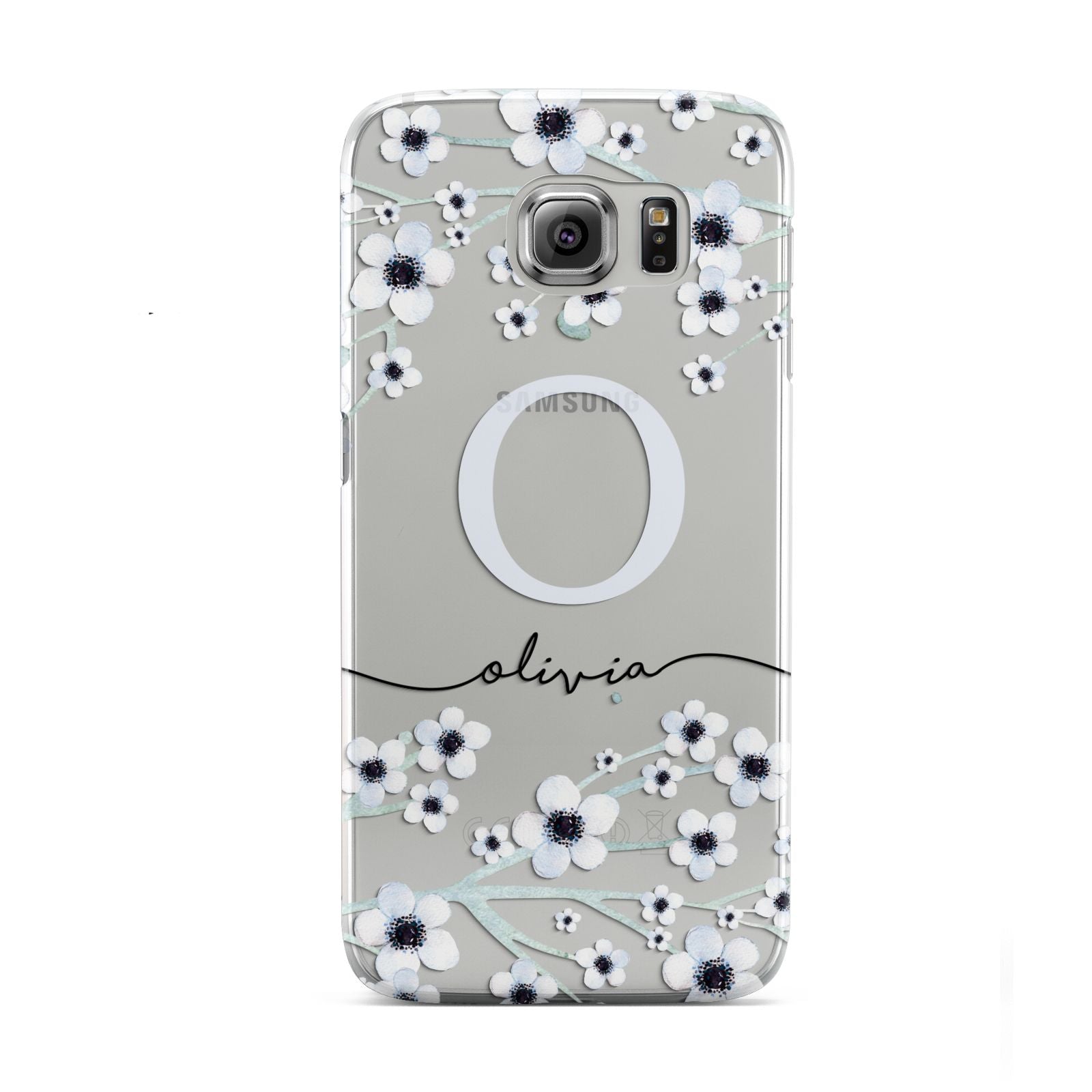 Personalised White Flower Samsung Galaxy S6 Case
