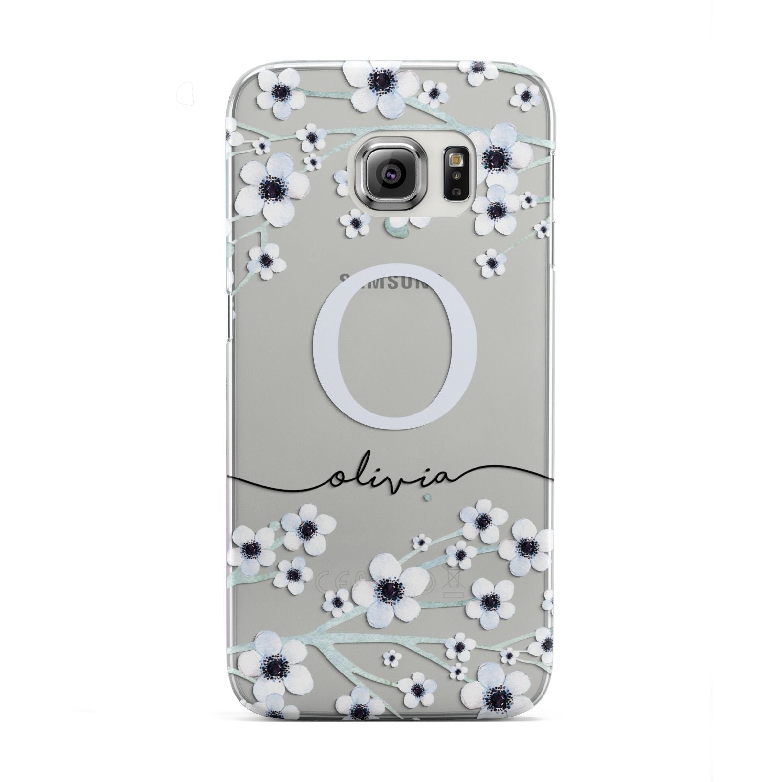Personalised White Flower Samsung Galaxy S6 Edge Case