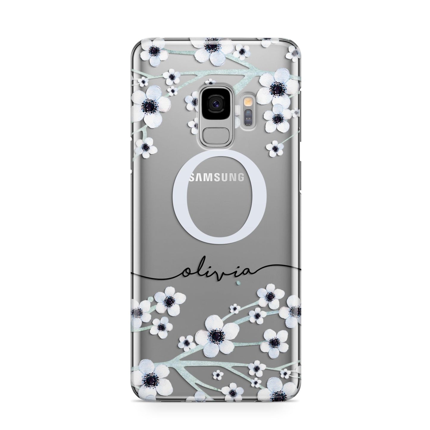 Personalised White Flower Samsung Galaxy S9 Case
