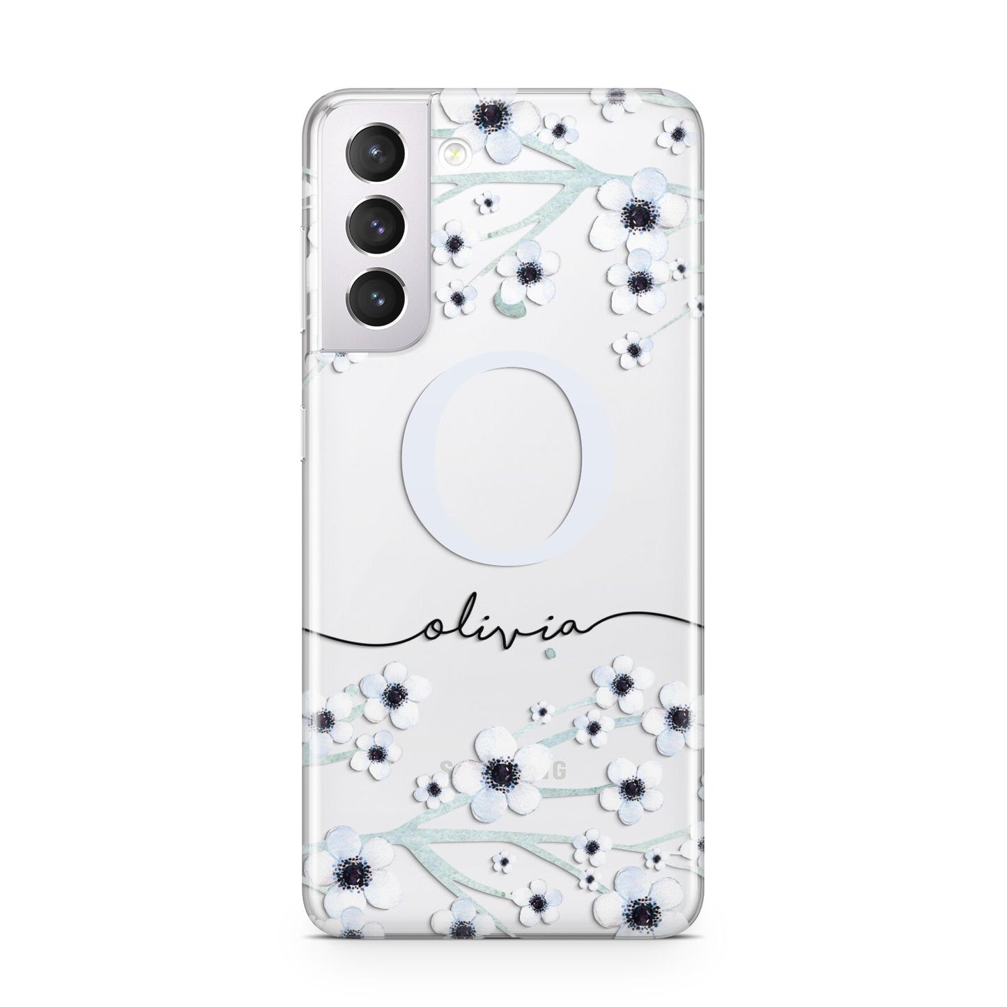 Personalised White Flower Samsung S21 Case