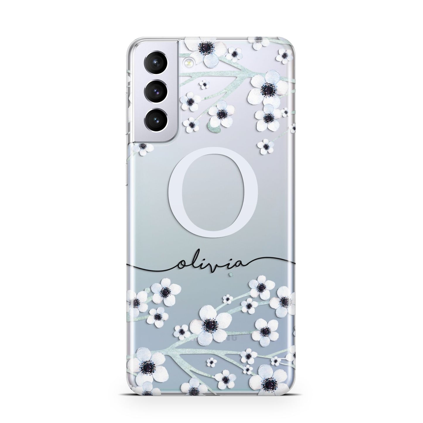 Personalised White Flower Samsung S21 Plus Case