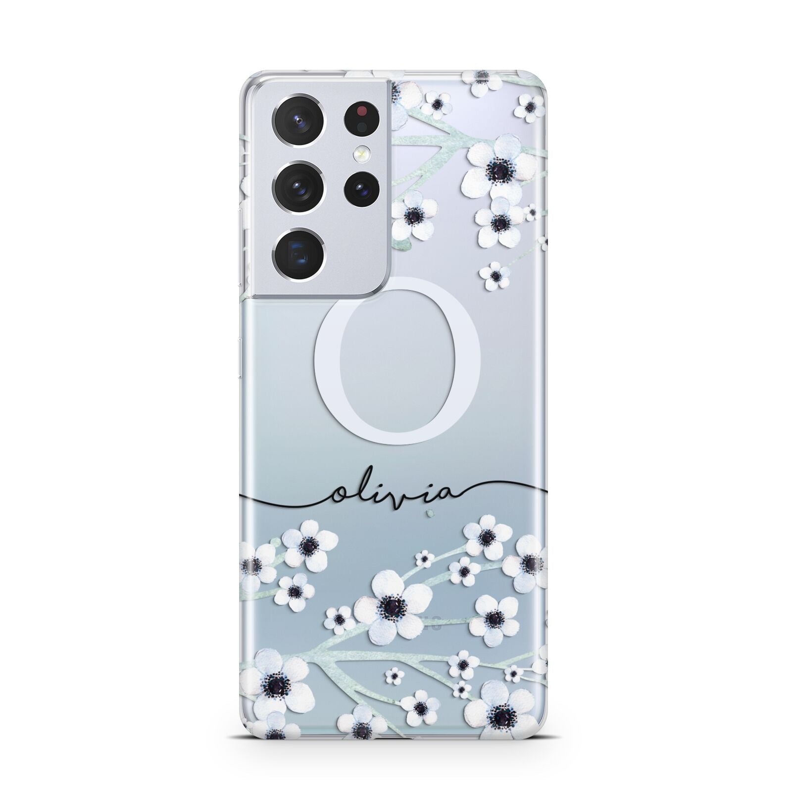 Personalised White Flower Samsung S21 Ultra Case