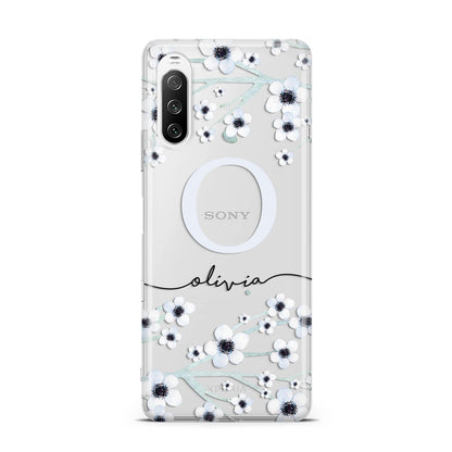 Personalised White Flower Sony Xperia 10 III Case