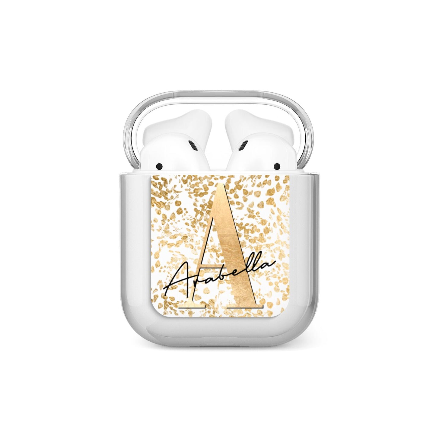 Personalised White Gold Cheetah AirPods Case