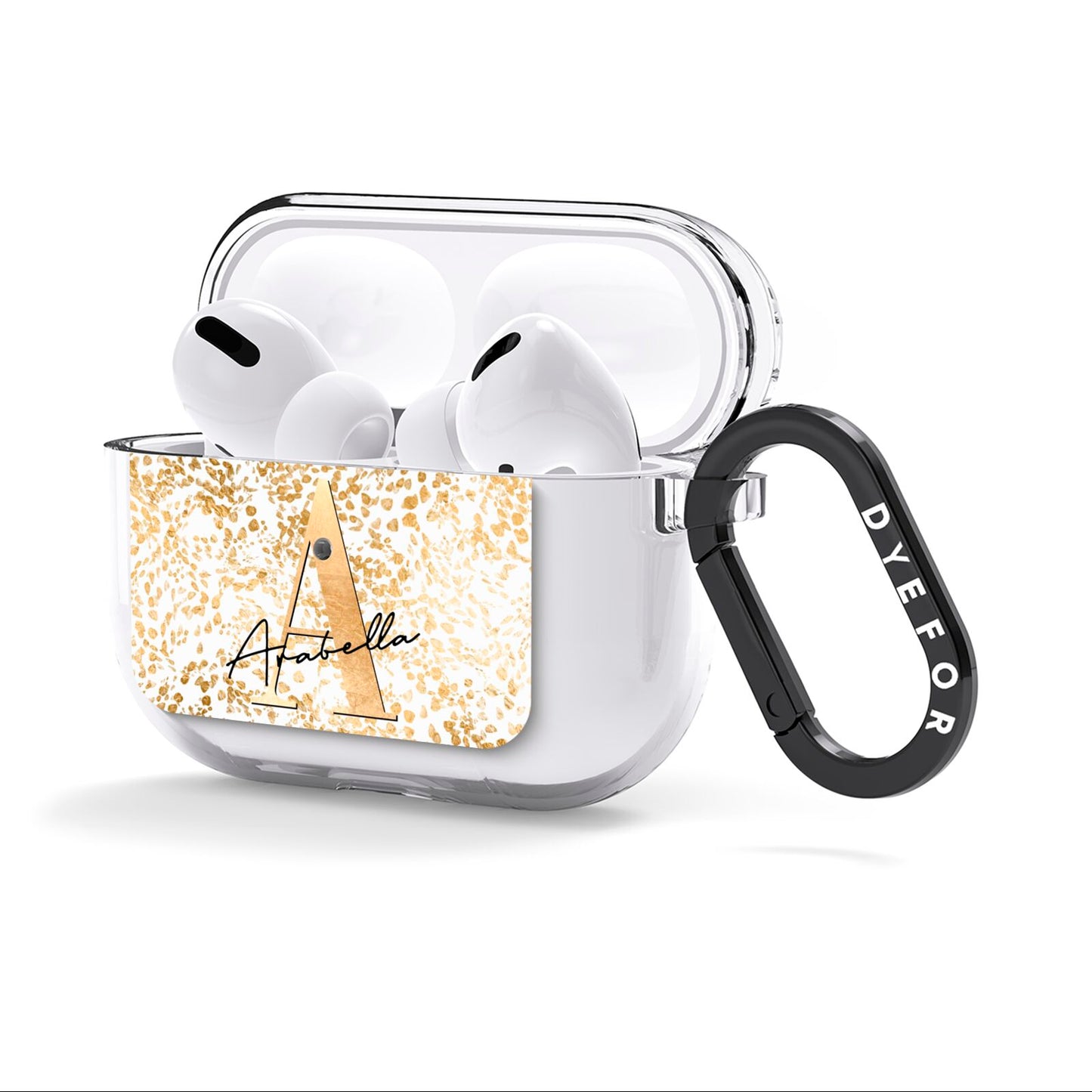Personalised White Gold Cheetah AirPods Clear Case 3rd Gen Side Image