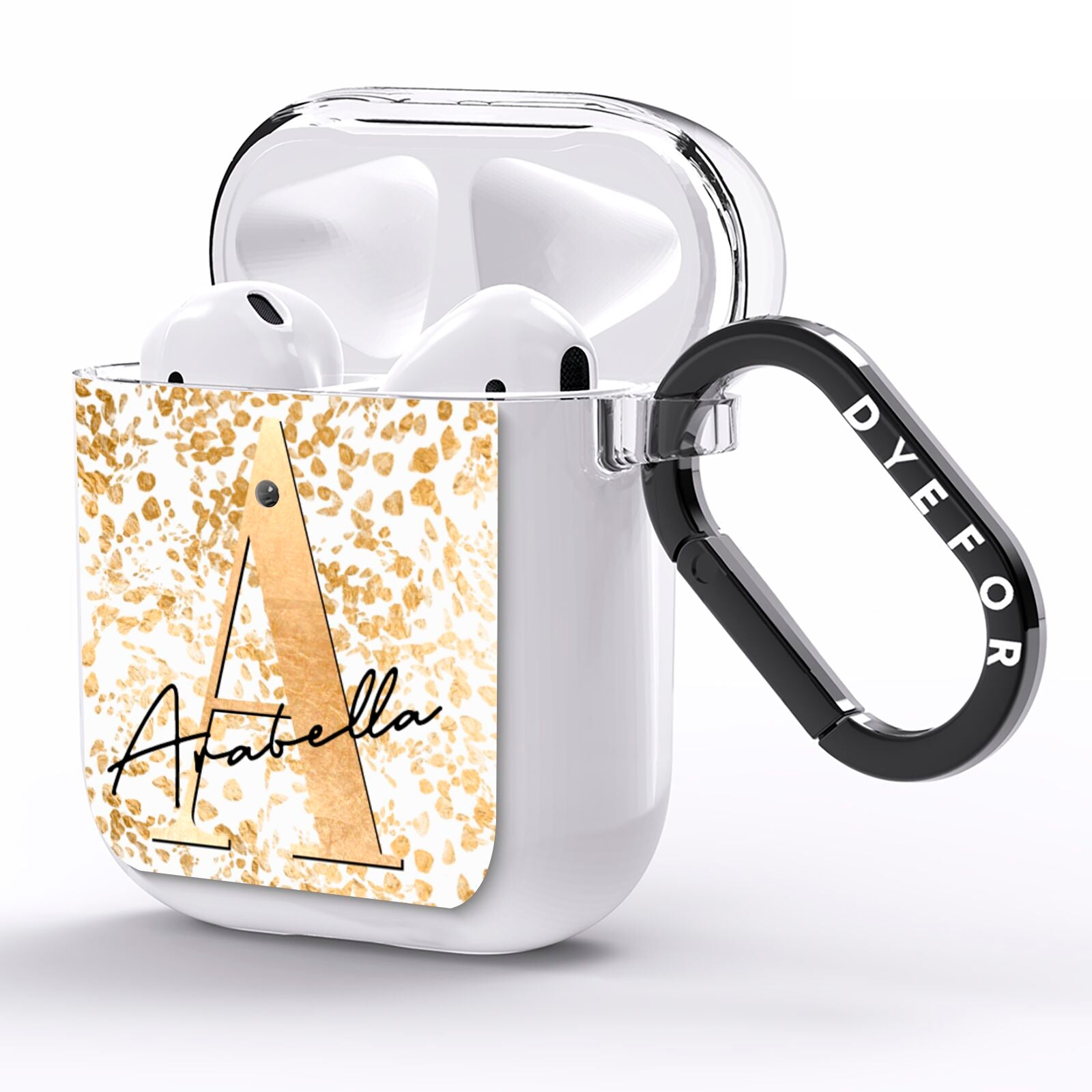 Personalised White Gold Cheetah AirPods Clear Case Side Image