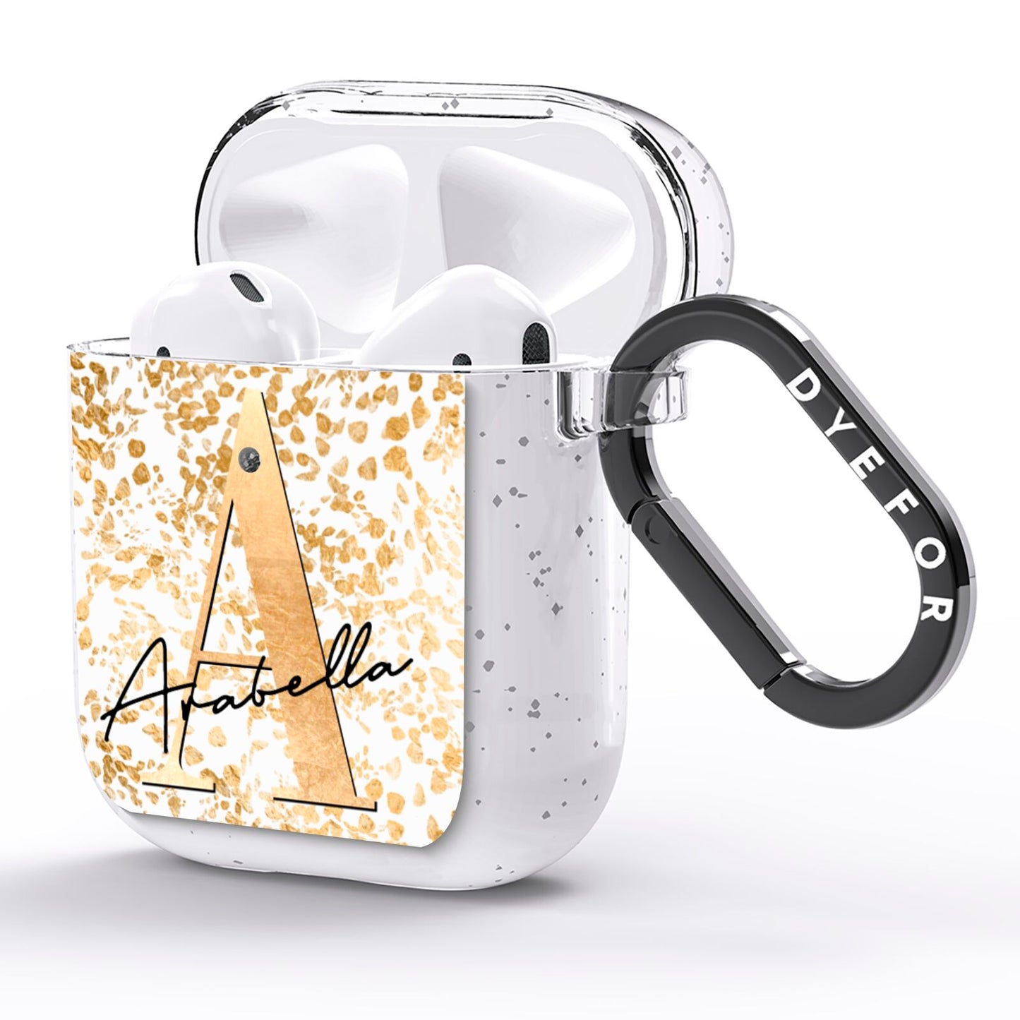 Personalised White Gold Cheetah AirPods Glitter Case Side Image