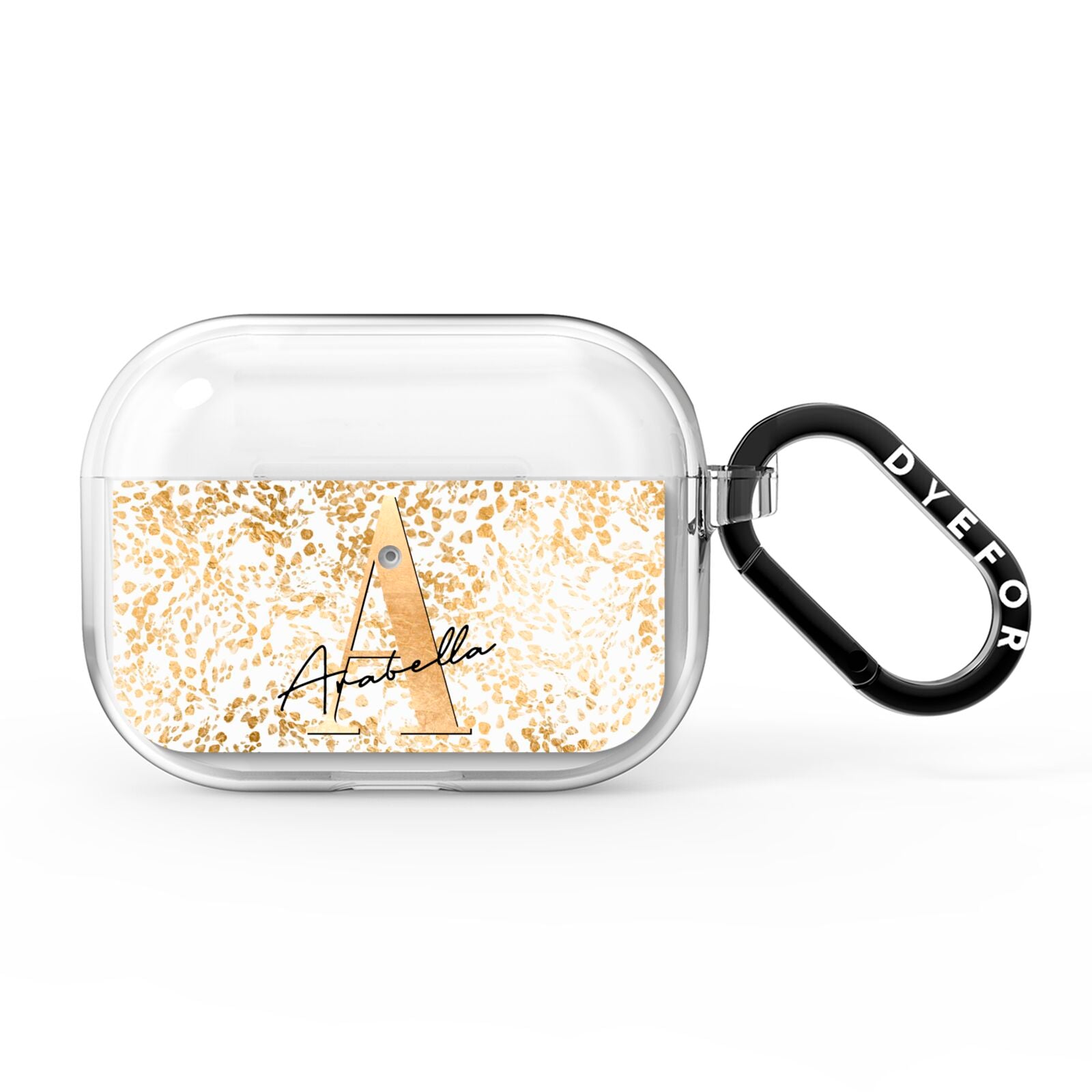 Personalised White Gold Cheetah AirPods Pro Clear Case