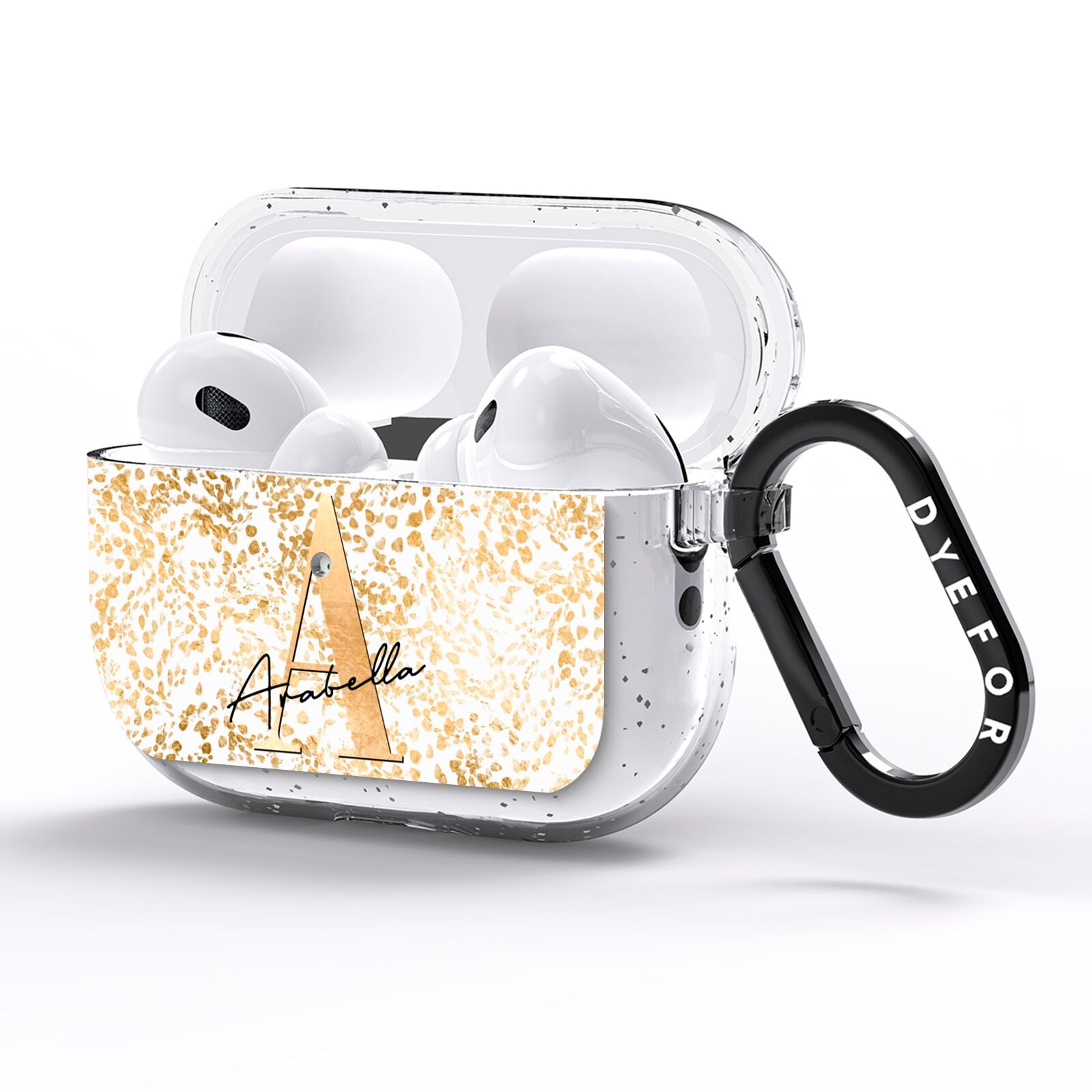Personalised White Gold Cheetah AirPods Pro Glitter Case Side Image