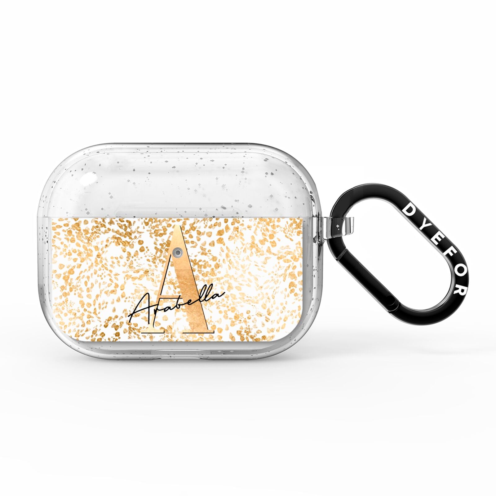 Personalised White Gold Cheetah AirPods Pro Glitter Case