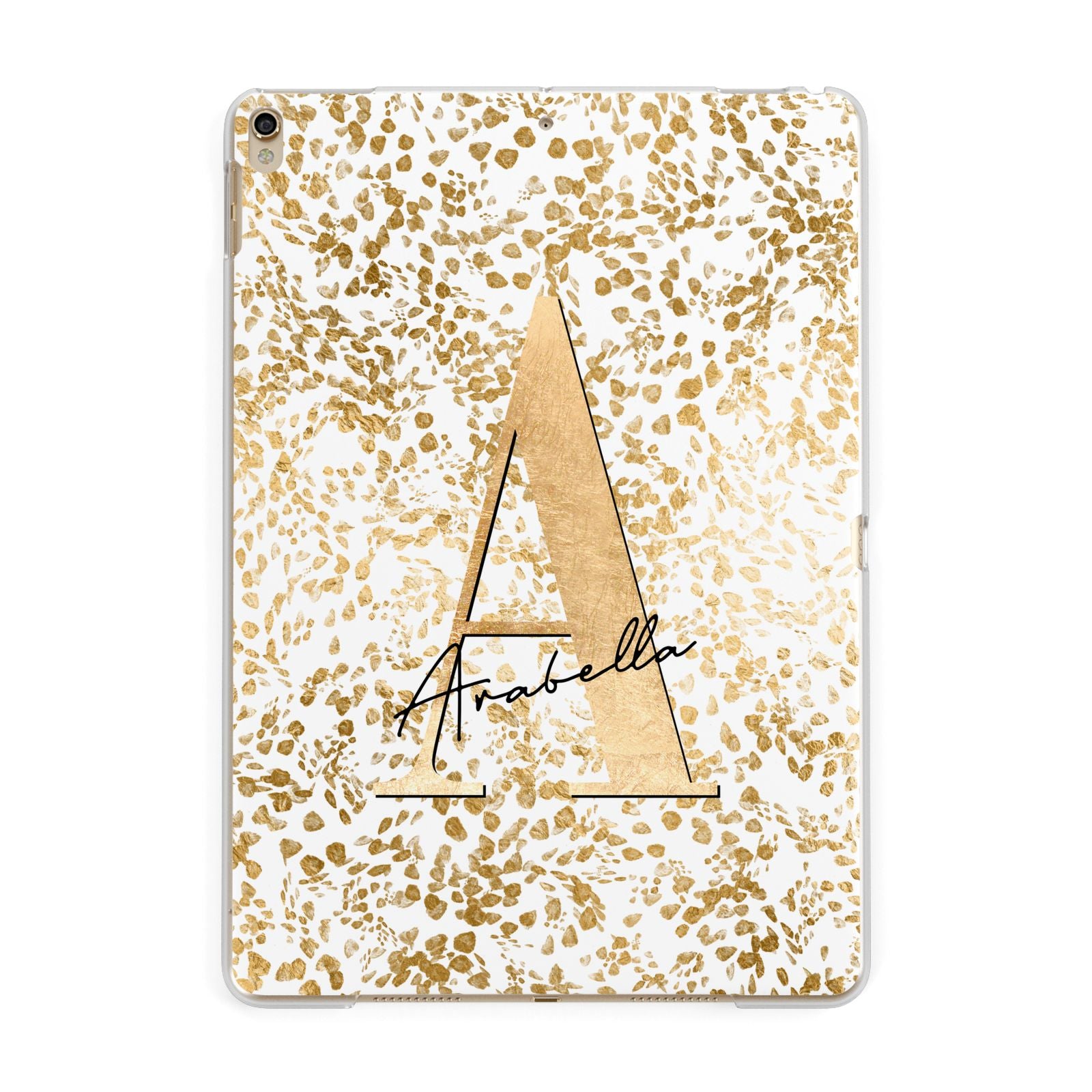 Personalised White Gold Cheetah Apple iPad Gold Case