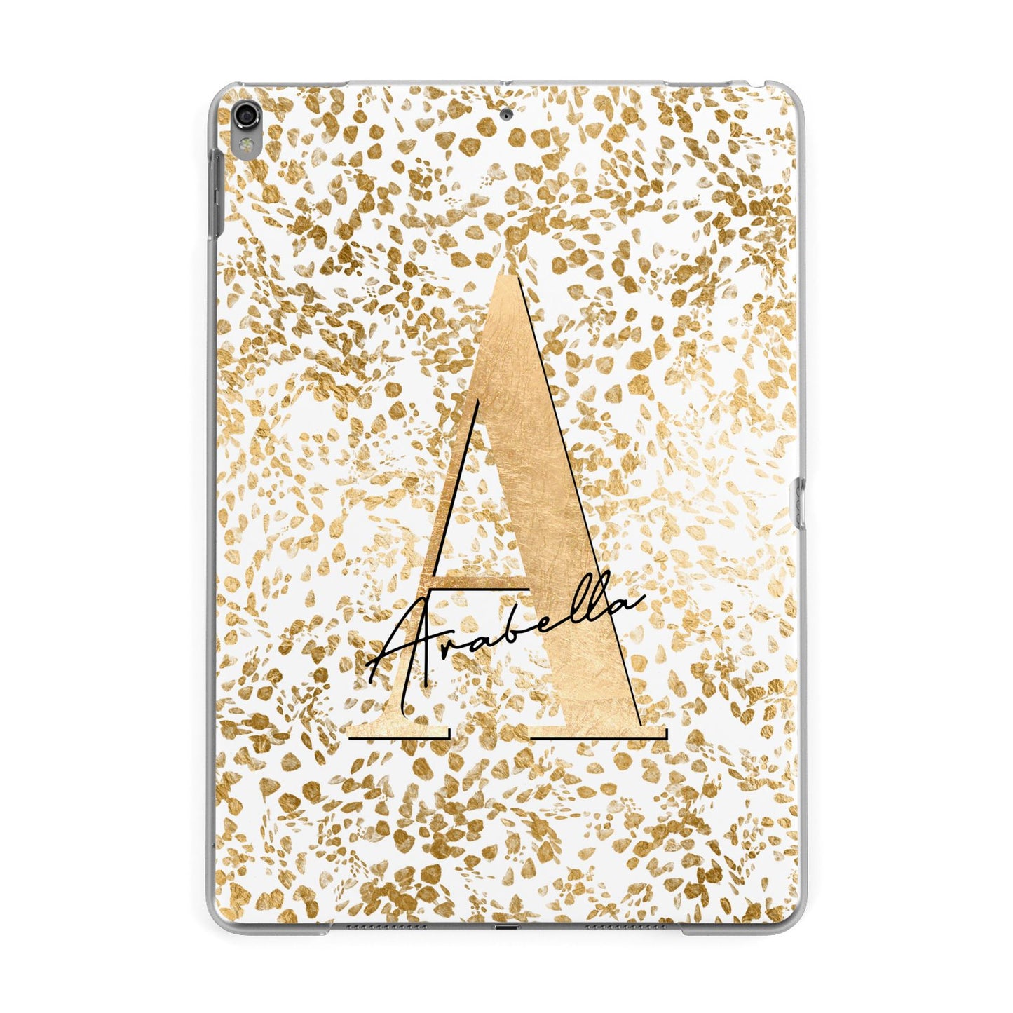 Personalised White Gold Cheetah Apple iPad Grey Case