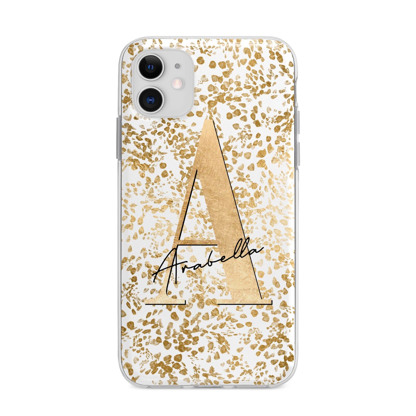 Personalised White Gold Cheetah Apple iPhone 11 in White with Bumper Case