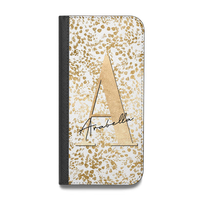 Personalised White Gold Cheetah Vegan Leather Flip Samsung Case
