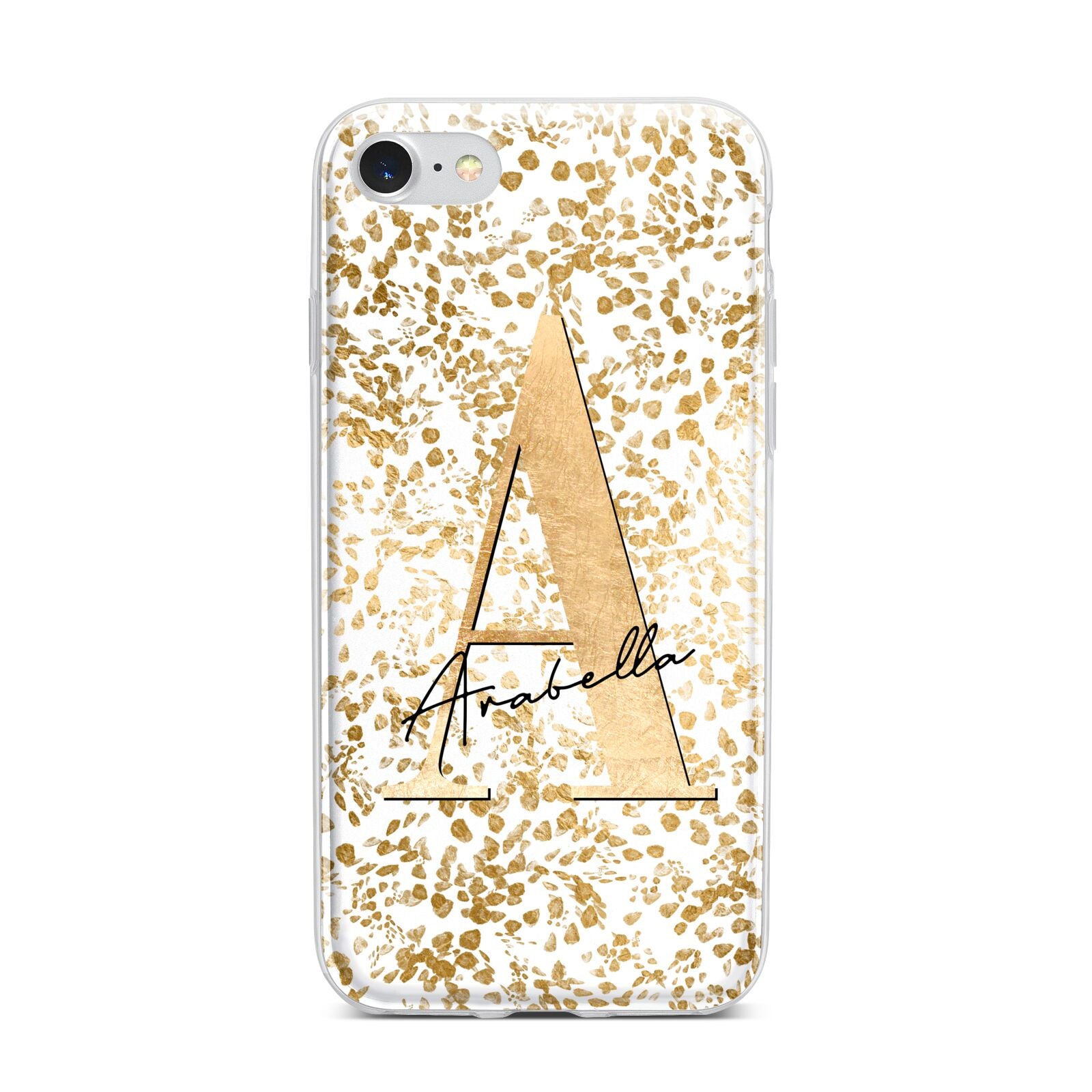 Personalised White Gold Cheetah iPhone 7 Bumper Case on Silver iPhone