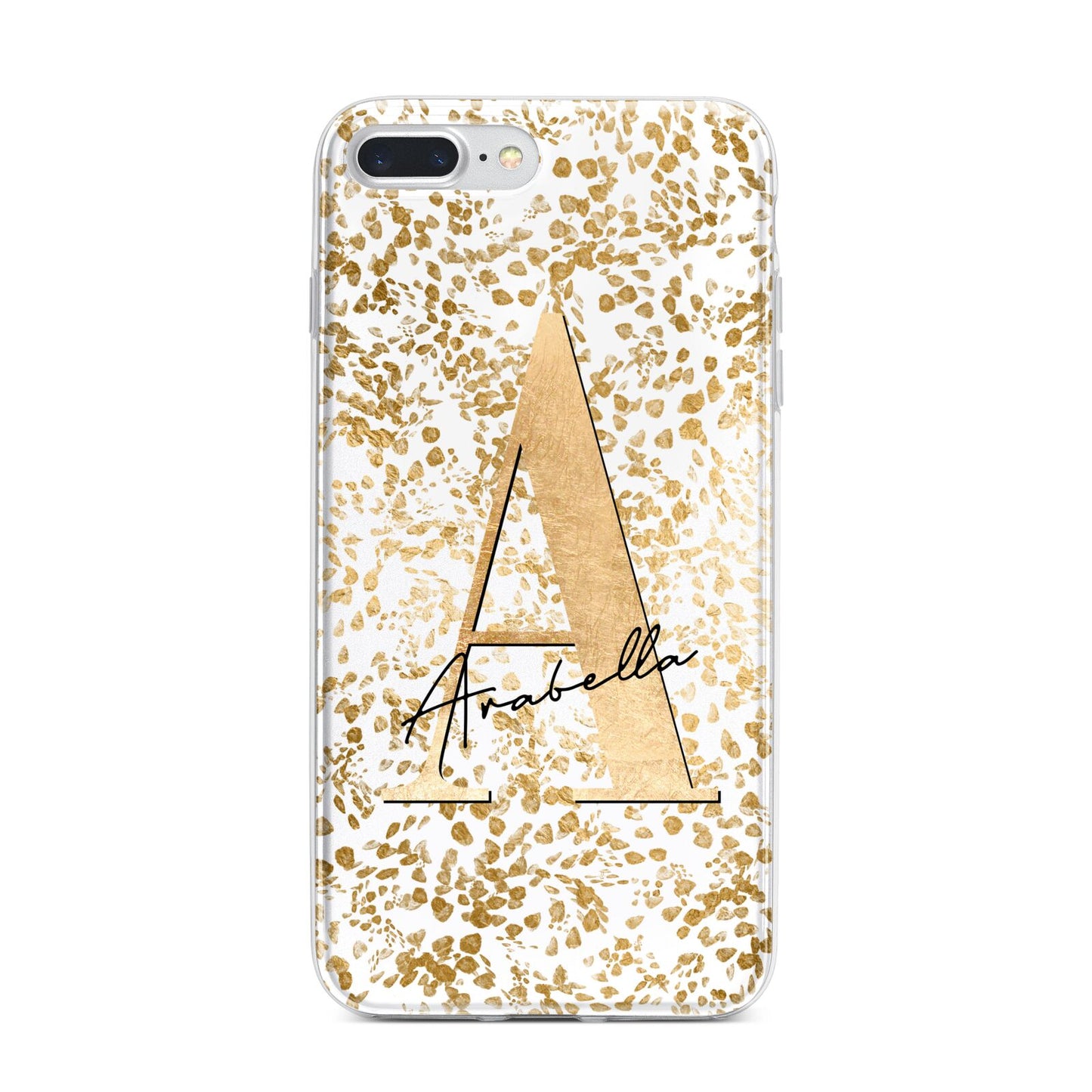 Personalised White Gold Cheetah iPhone 7 Plus Bumper Case on Silver iPhone