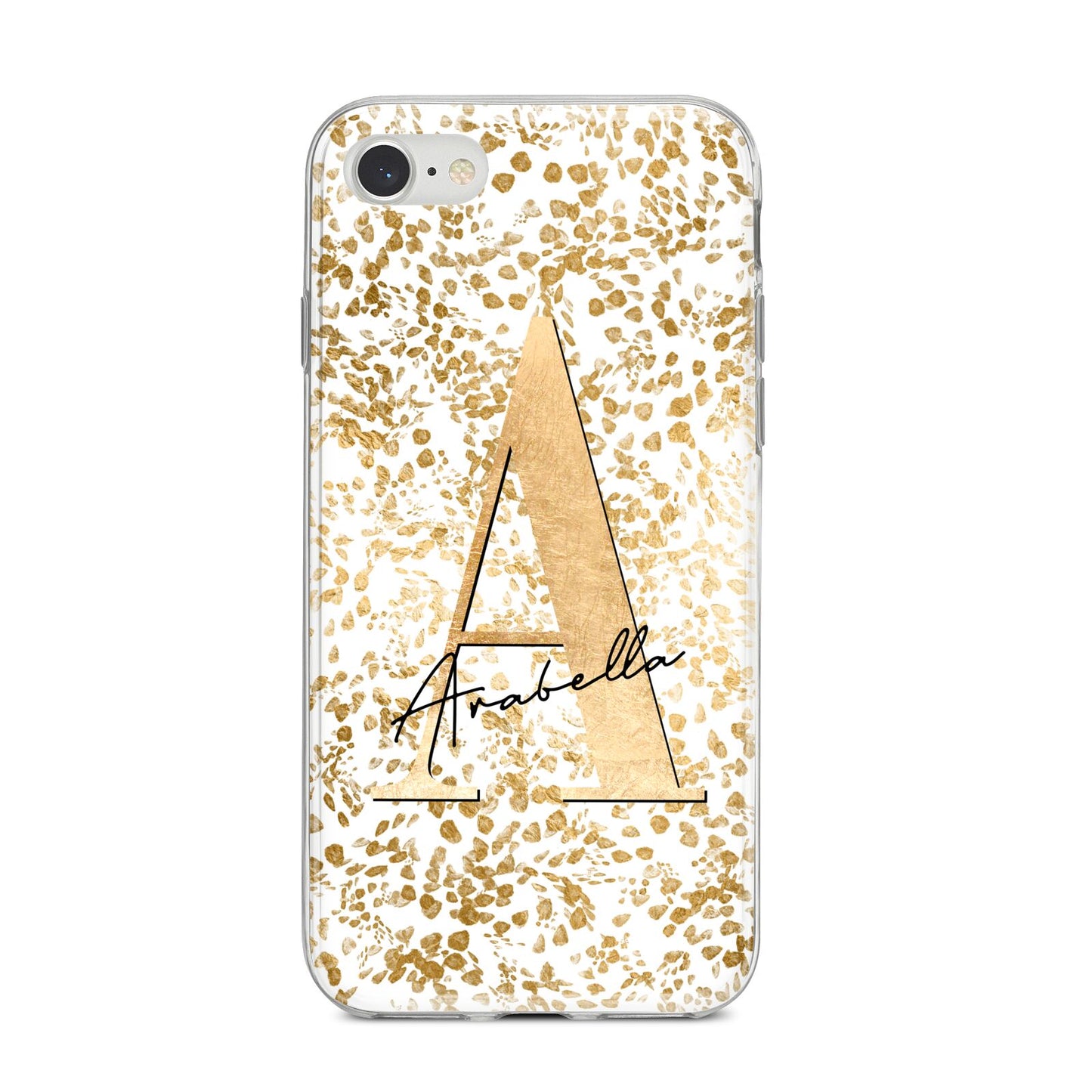 Personalised White Gold Cheetah iPhone 8 Bumper Case on Silver iPhone