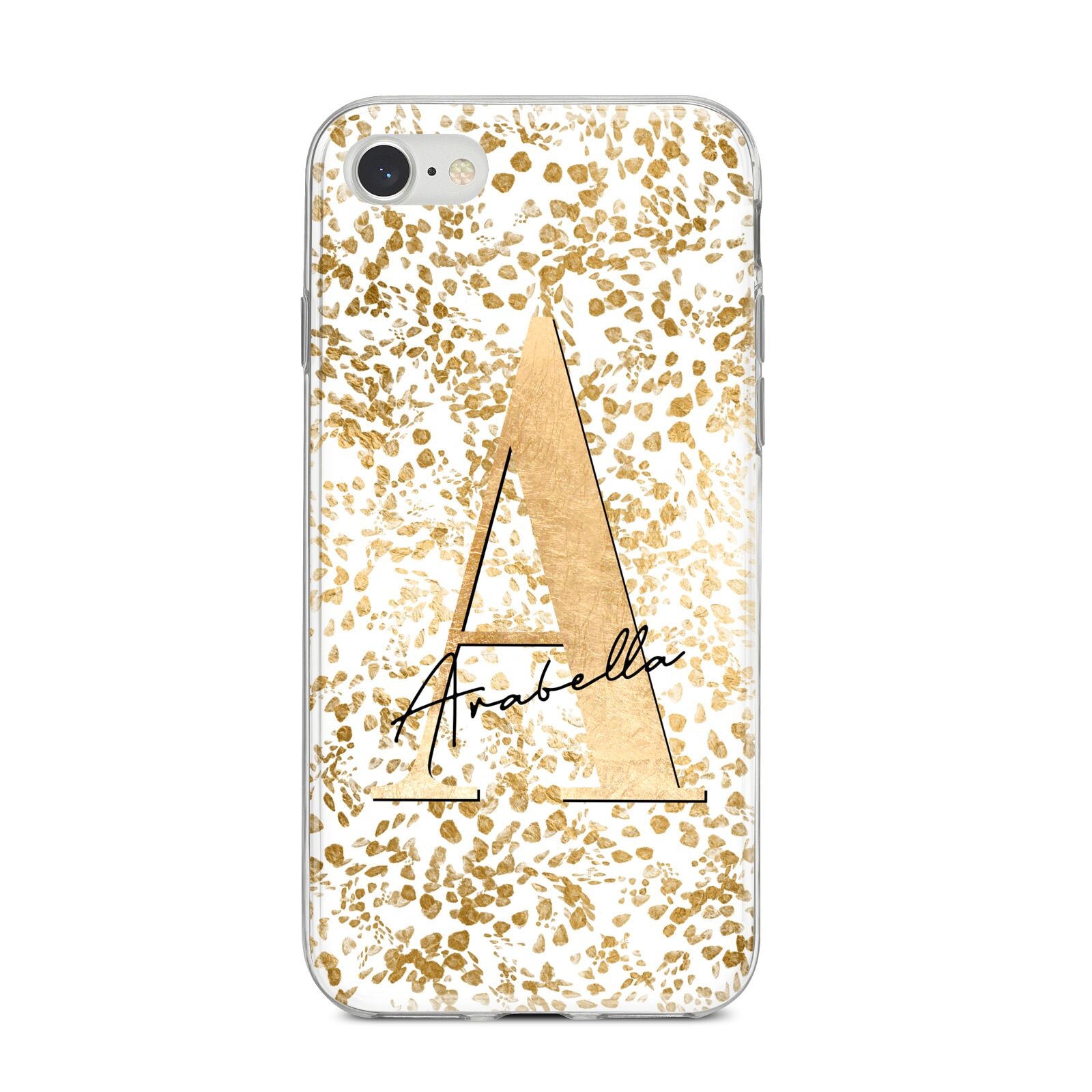 Personalised White Gold Cheetah iPhone 8 Bumper Case on Silver iPhone