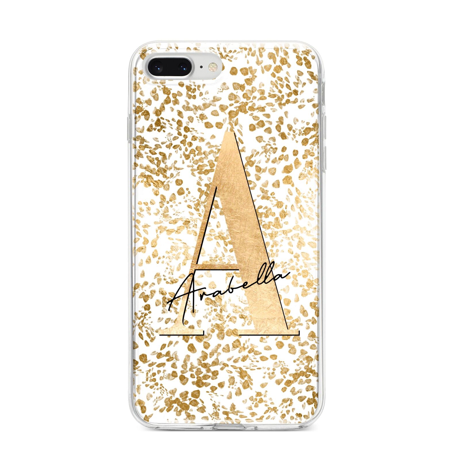 Personalised White Gold Cheetah iPhone 8 Plus Bumper Case on Silver iPhone