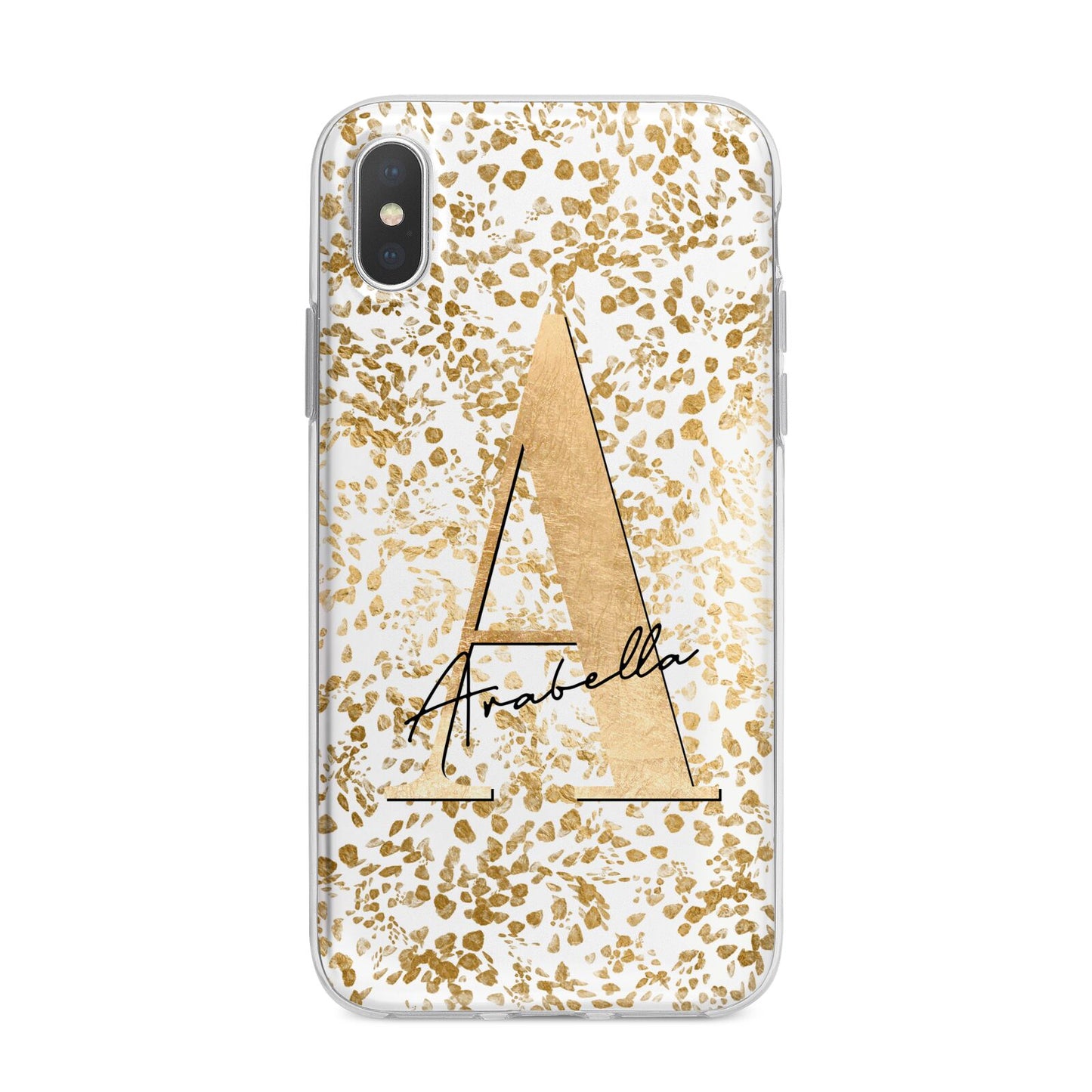 Personalised White Gold Cheetah iPhone X Bumper Case on Silver iPhone Alternative Image 1