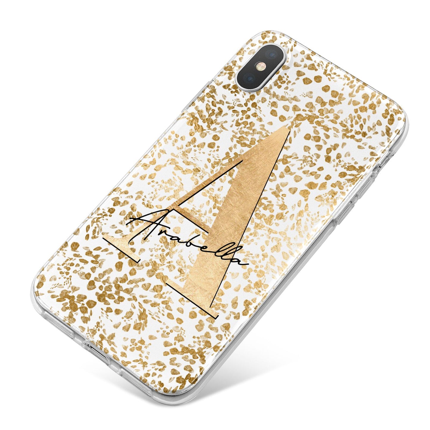 Personalised White Gold Cheetah iPhone X Bumper Case on Silver iPhone