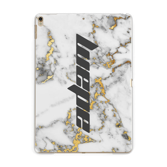 Personalised White Gold Marble Name Apple iPad Gold Case