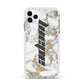 Personalised White Gold Marble Name Apple iPhone 11 Pro Max in Silver with White Impact Case