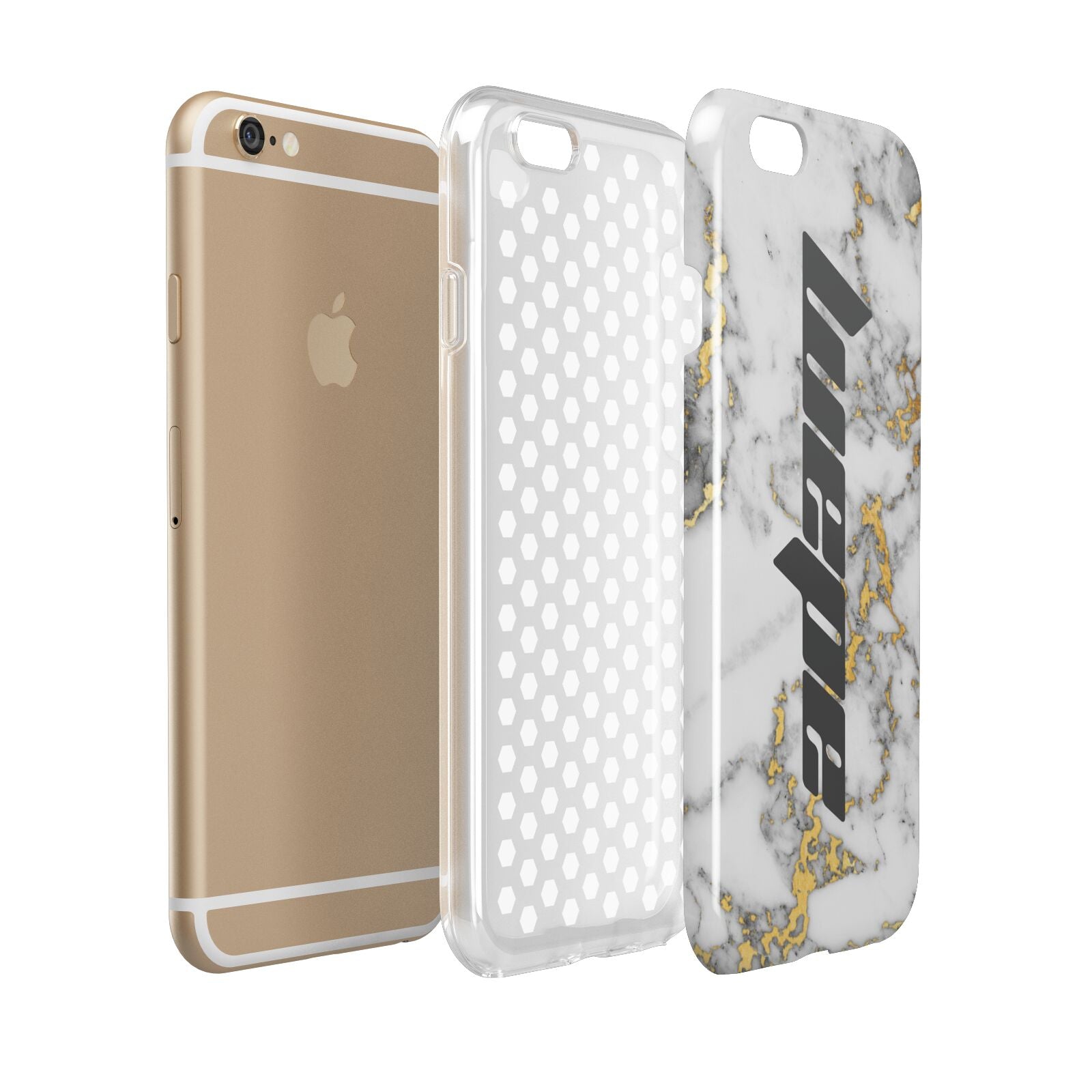 Personalised White Gold Marble Name Apple iPhone 6 3D Tough Case Expanded view