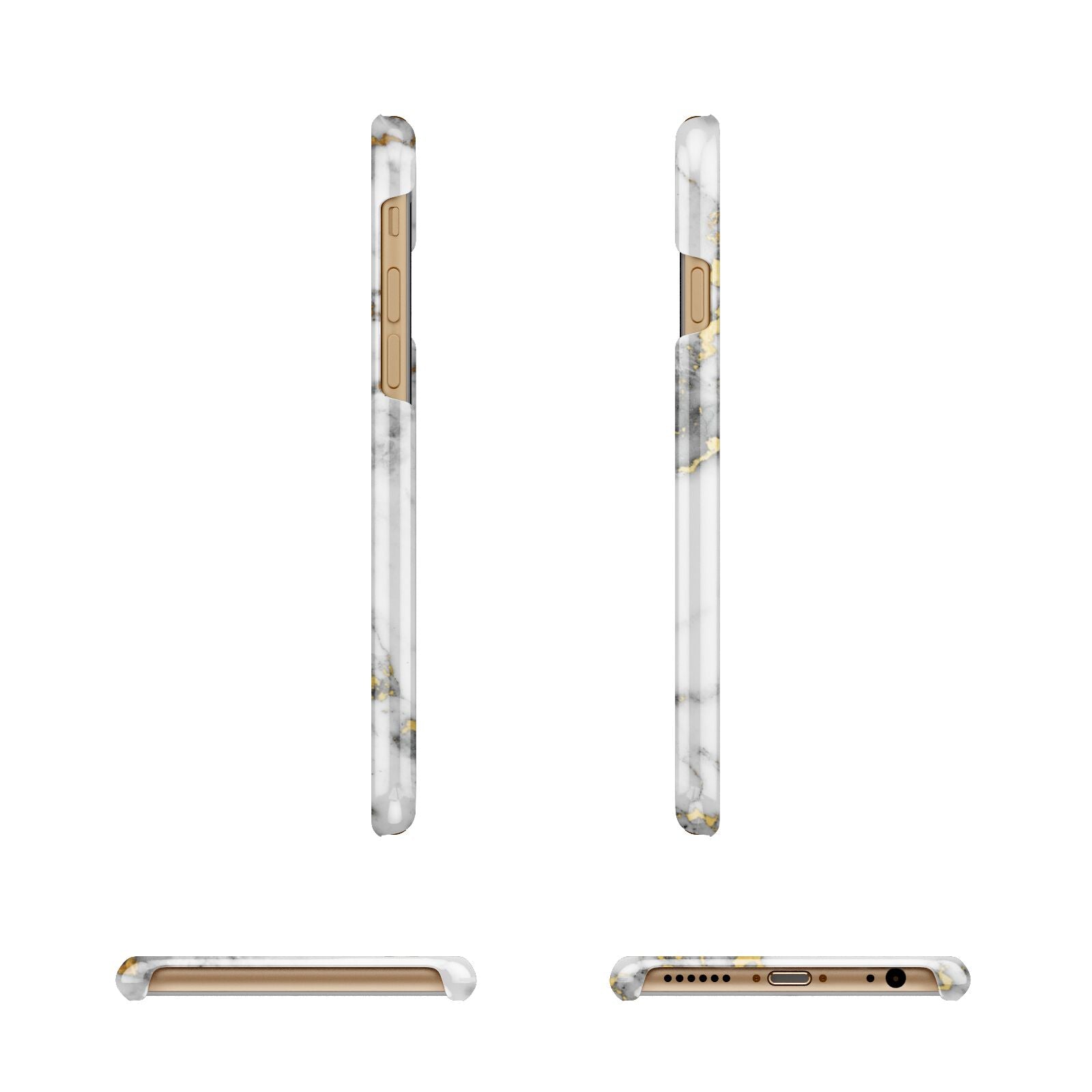 Personalised White Gold Marble Name Apple iPhone 6 3D Wrap Snap Case Angled Images